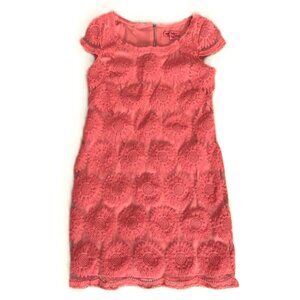 Betsey Johnson Women's Mini Dress Size 2 Pink Embroidered Shell with Lining